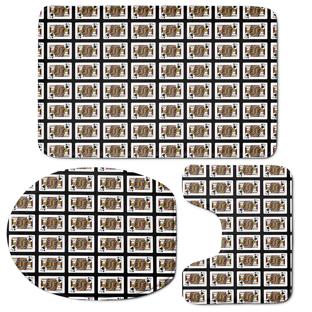 Jack Of Spades Playing Card Pattern Print 3 Piece Bath Mat Set