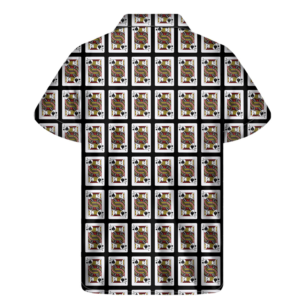 Jack Of Spades Playing Card Pattern Print Men's Short Sleeve Shirt