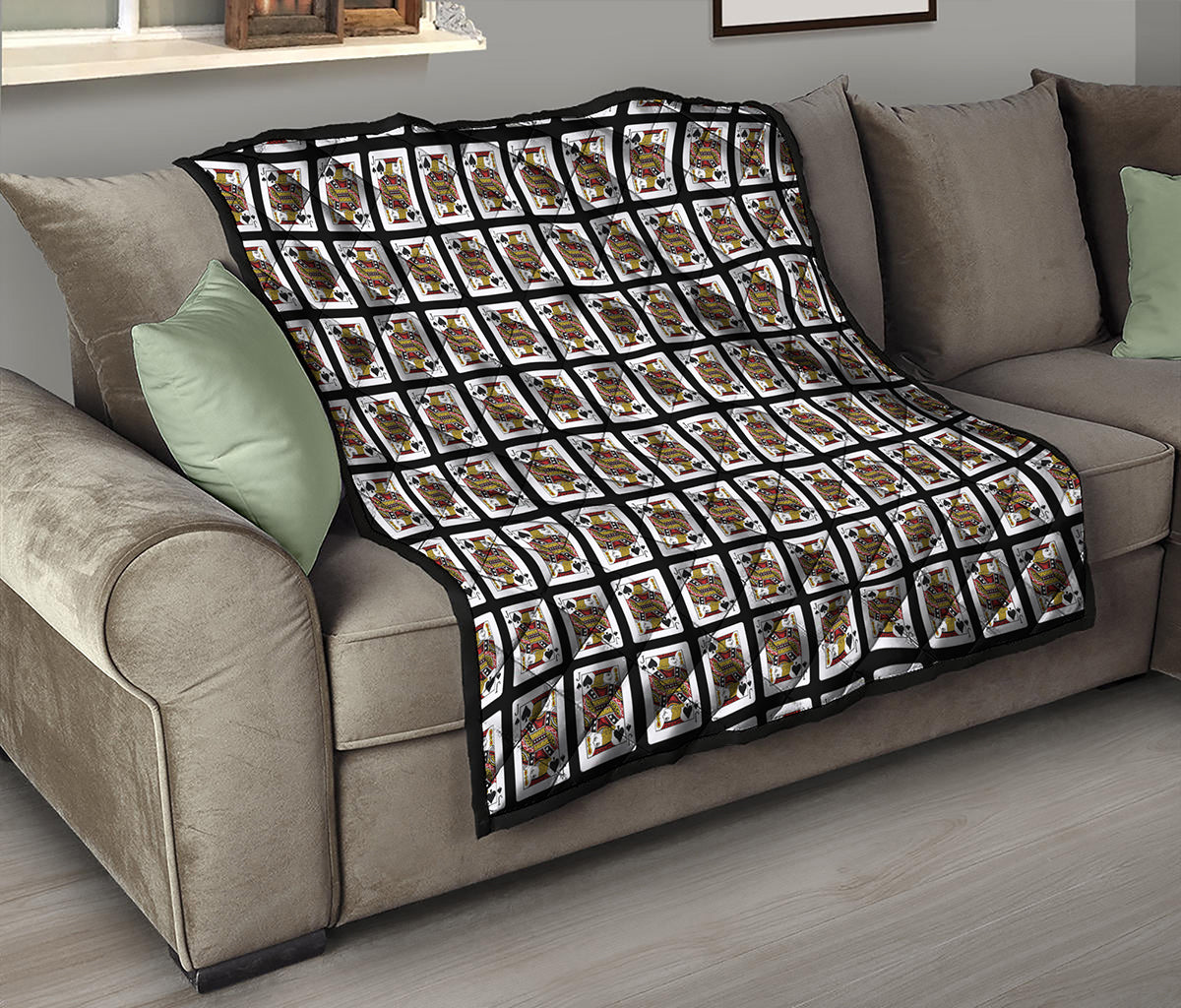 Jack Of Spades Playing Card Pattern Print Quilt