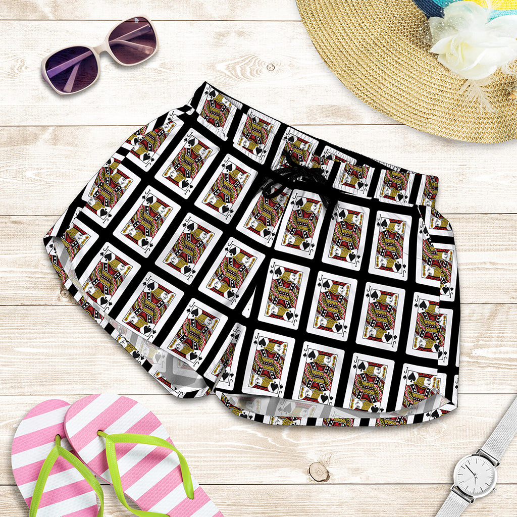 Jack Of Spades Playing Card Pattern Print Women's Shorts