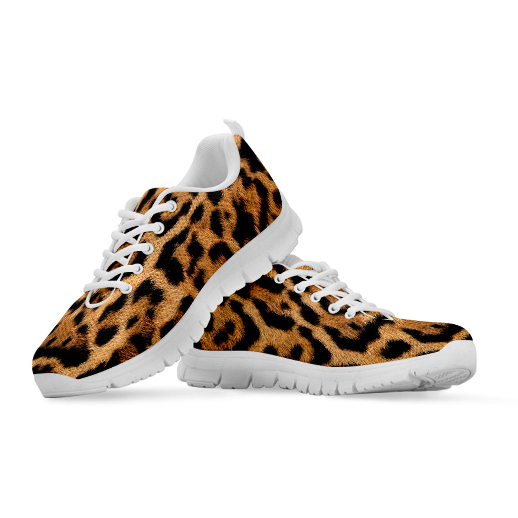 Jaguar Fur Pattern Print White Sneakers