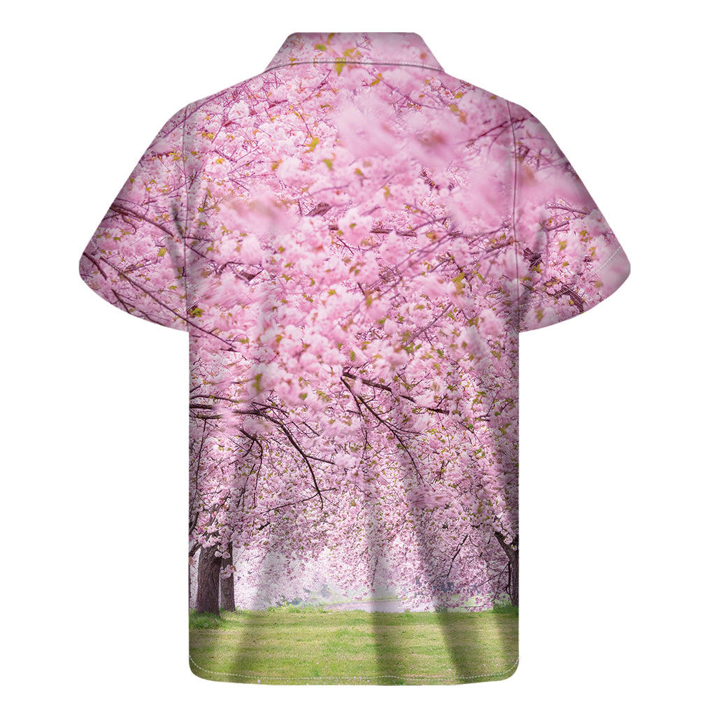 Japanese Cherry Blossom Tree Print Men's Short Sleeve Shirt