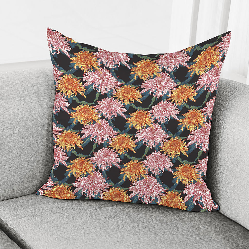 Japanese Chrysanthemum Pattern Print Pillow Cover