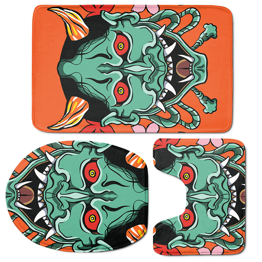 Japanese Demon Print 3 Piece Bath Mat Set