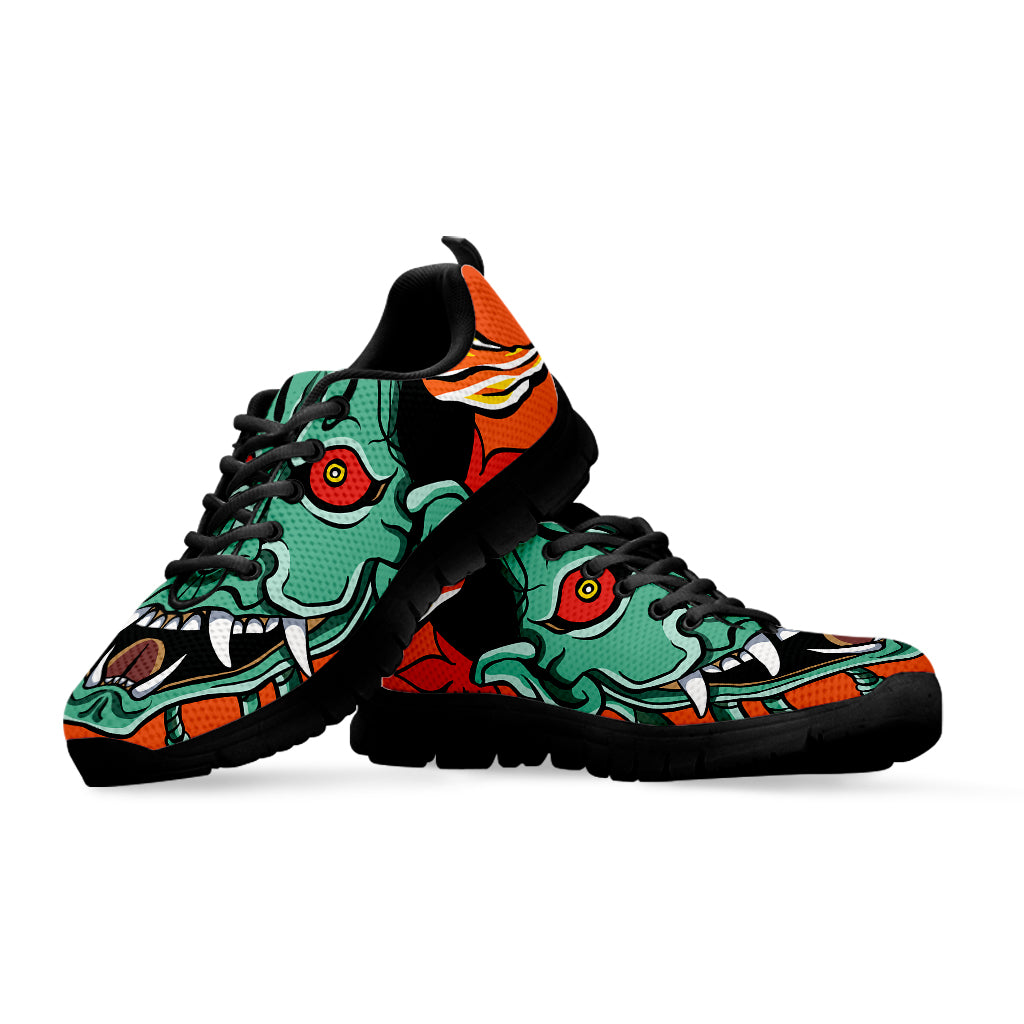 Japanese Demon Print Black Sneakers