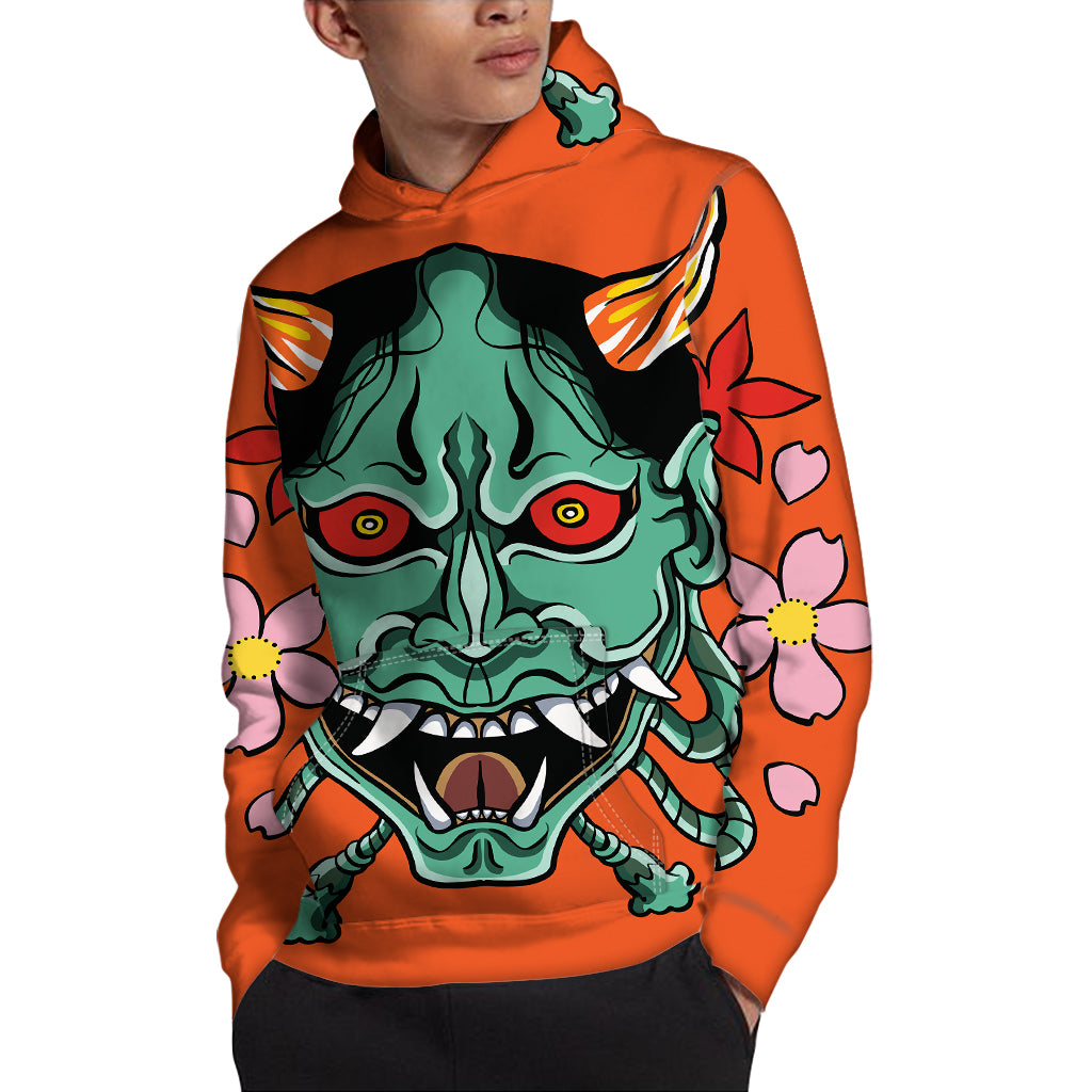 Japanese Demon Print Pullover Hoodie