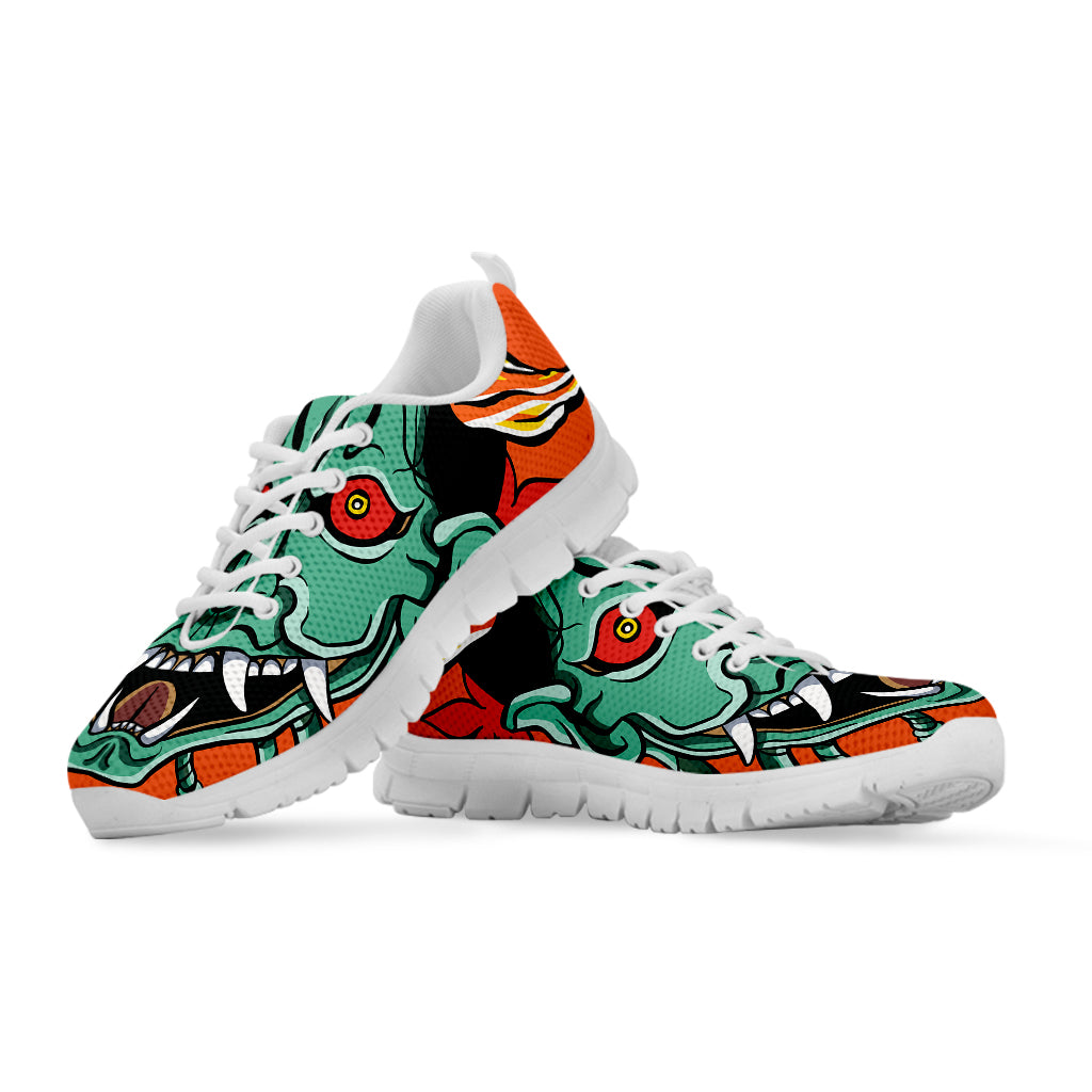 Japanese Demon Print White Sneakers