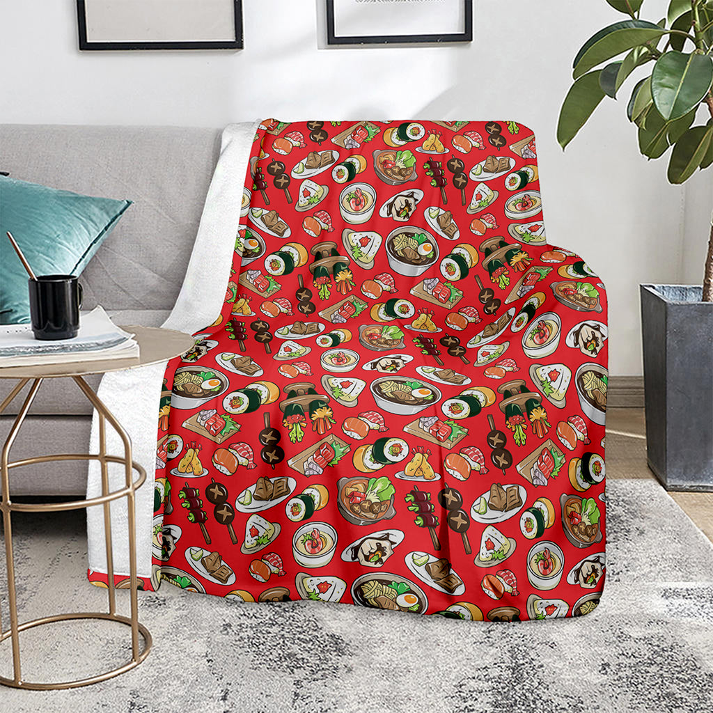 Japanese Food Pattern Print Blanket