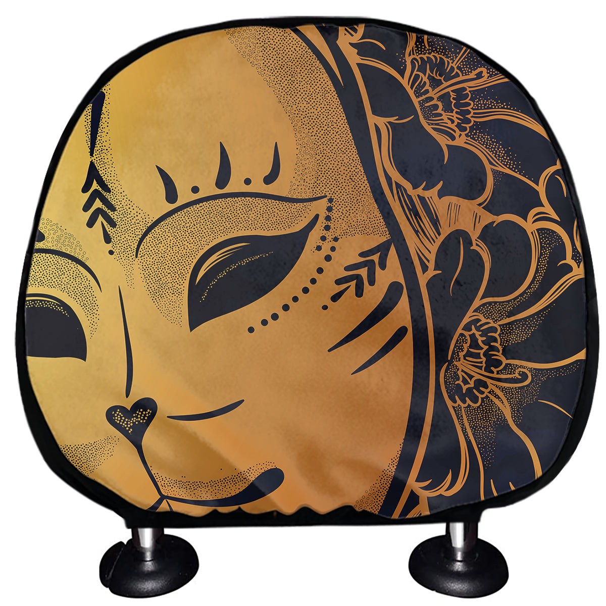 Japanese Fox Mask Print Car Headrest Covers