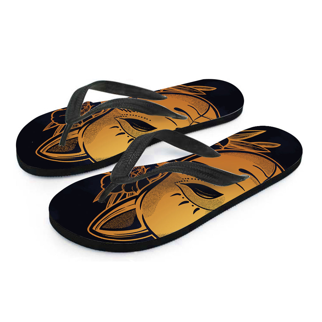 Japanese Fox Mask Print Flip Flops