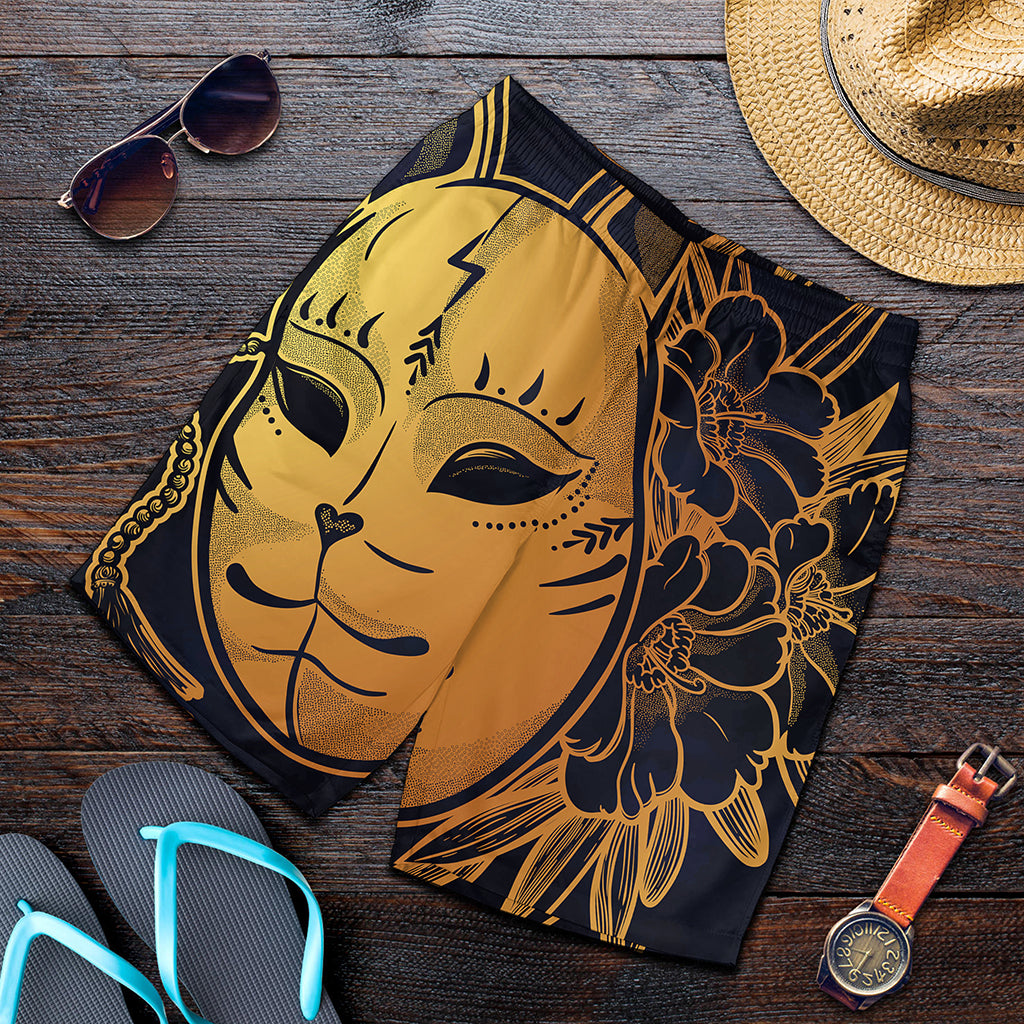 Japanese Fox Mask Print Men's Shorts