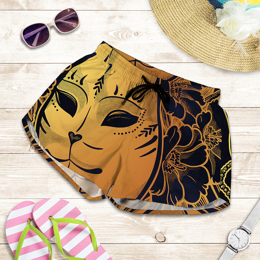 Japanese Fox Mask Print Women's Shorts