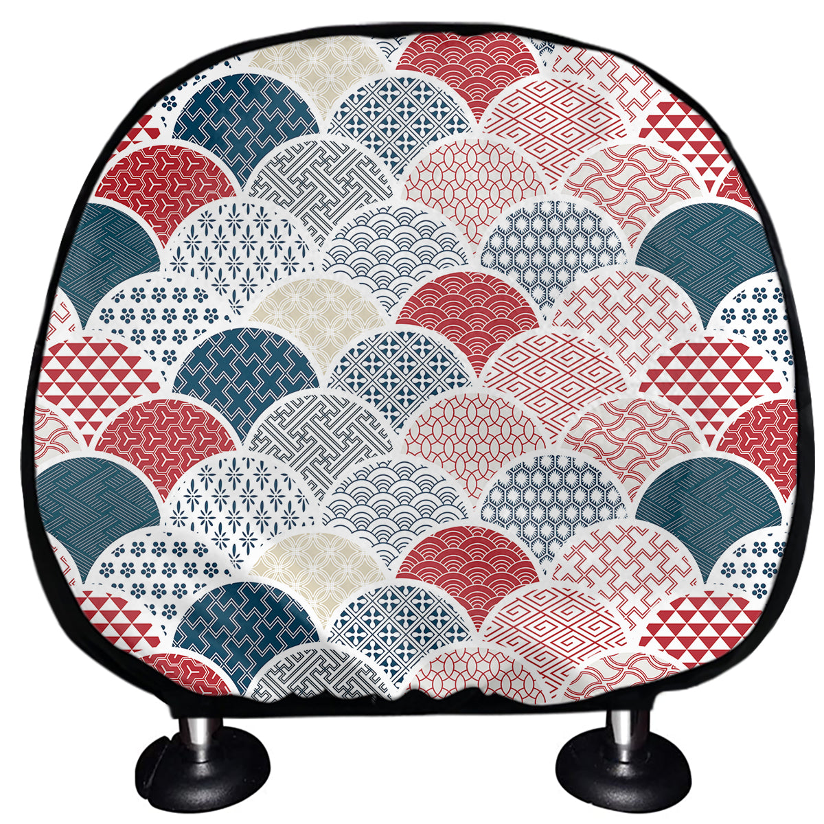 Japanese Geometric Pattern Print Car Headrest Covers