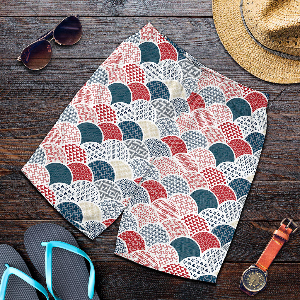 Japanese Geometric Pattern Print Men's Shorts