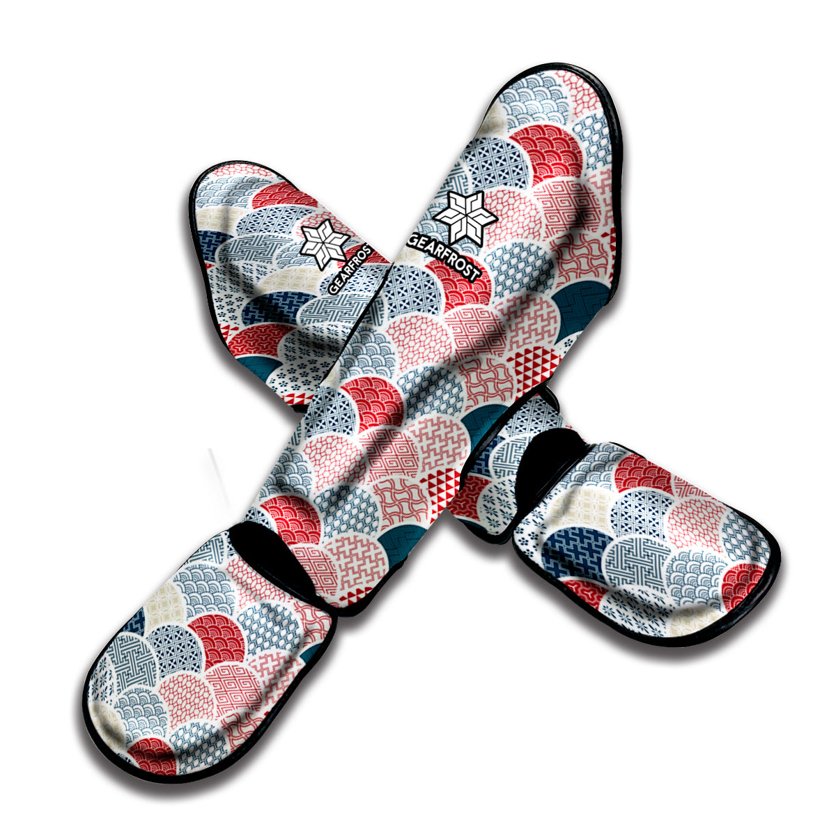 Japanese Geometric Pattern Print Muay Thai Shin Guard