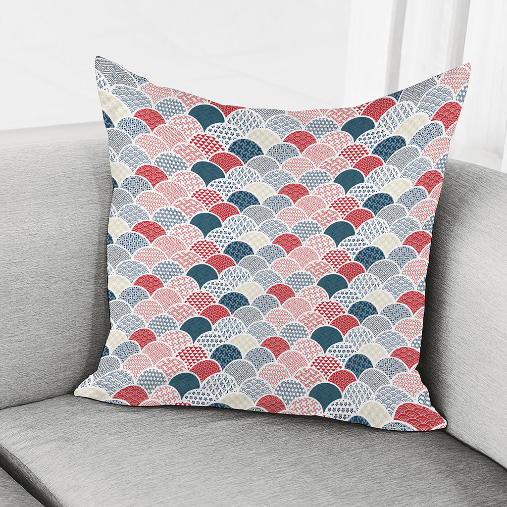 Japanese Geometric Pattern Print Pillow Cover