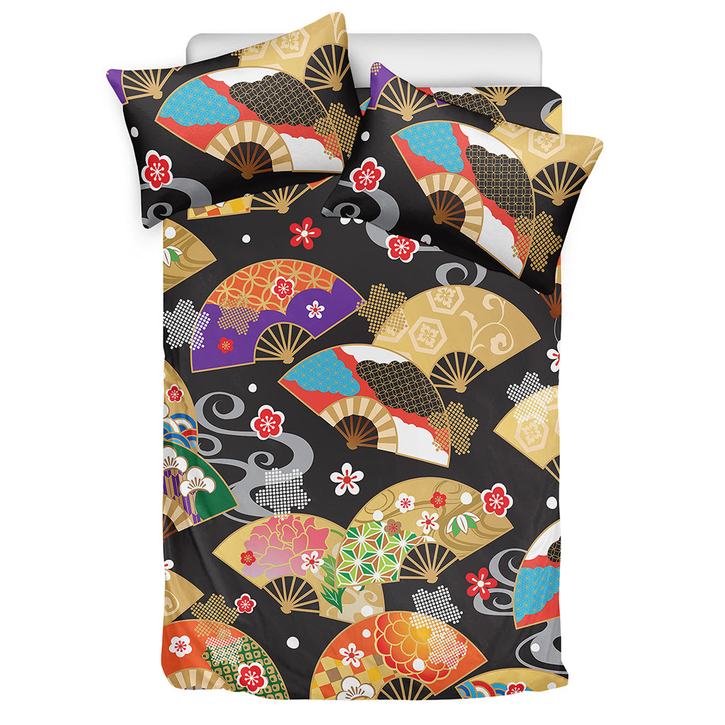 Japanese Hand Fan Pattern Print Duvet Cover Bedding Set