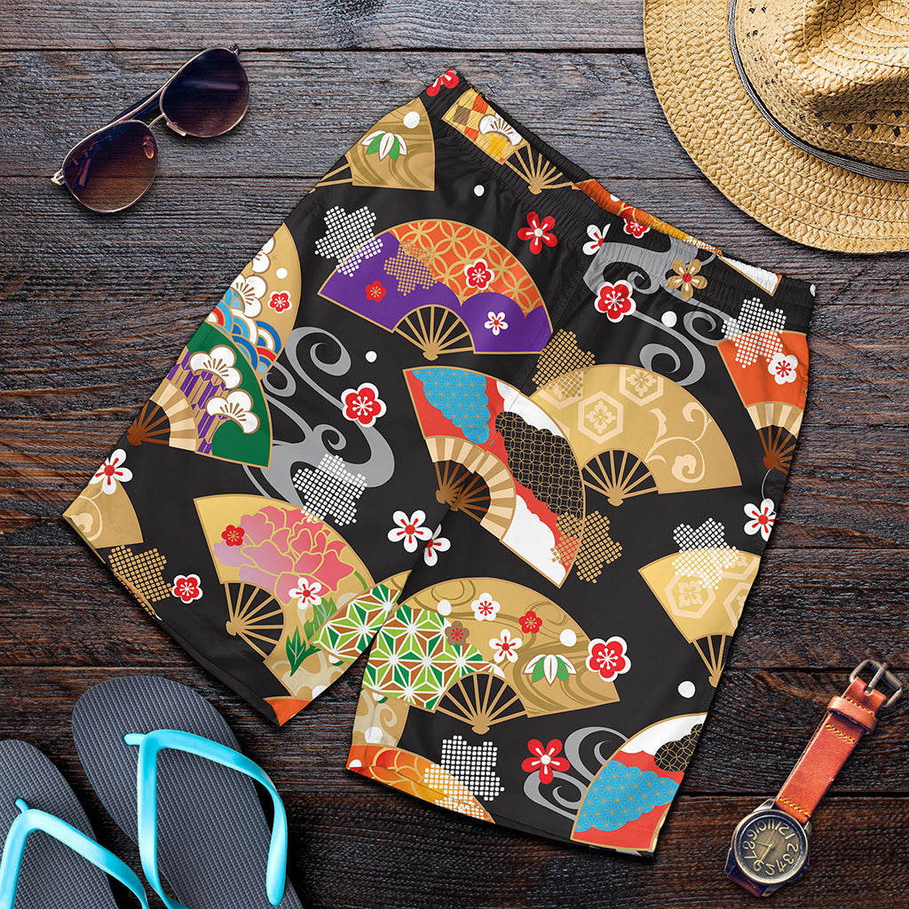 Japanese Hand Fan Pattern Print Men's Shorts
