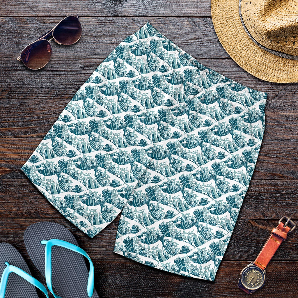 Japanese Kanagawa Wave Pattern Print Men's Shorts