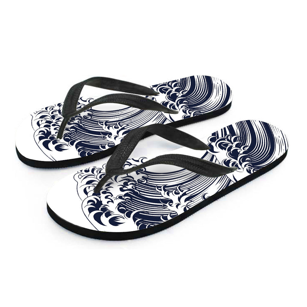 Japanese Kanagawa Wave Print Flip Flops