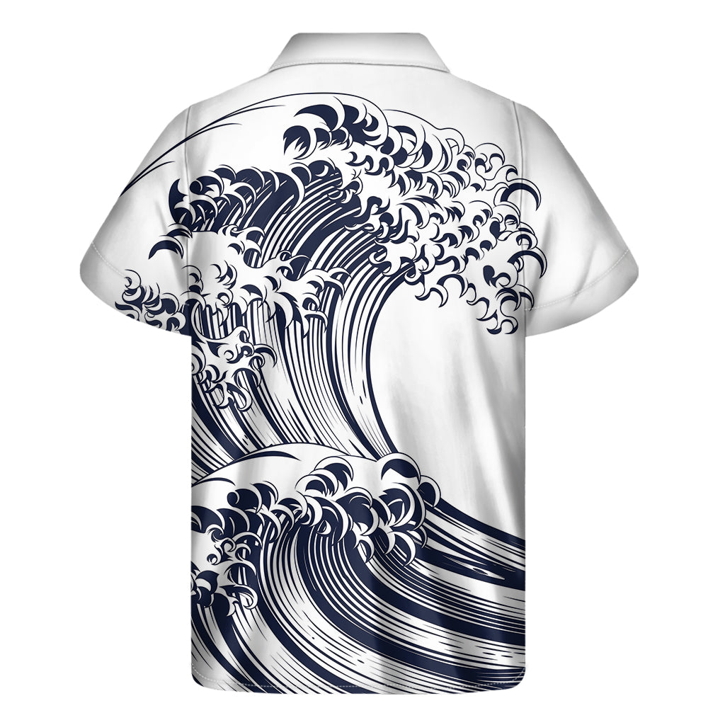 Japanese Kanagawa Wave Print Men's Short Sleeve Shirt