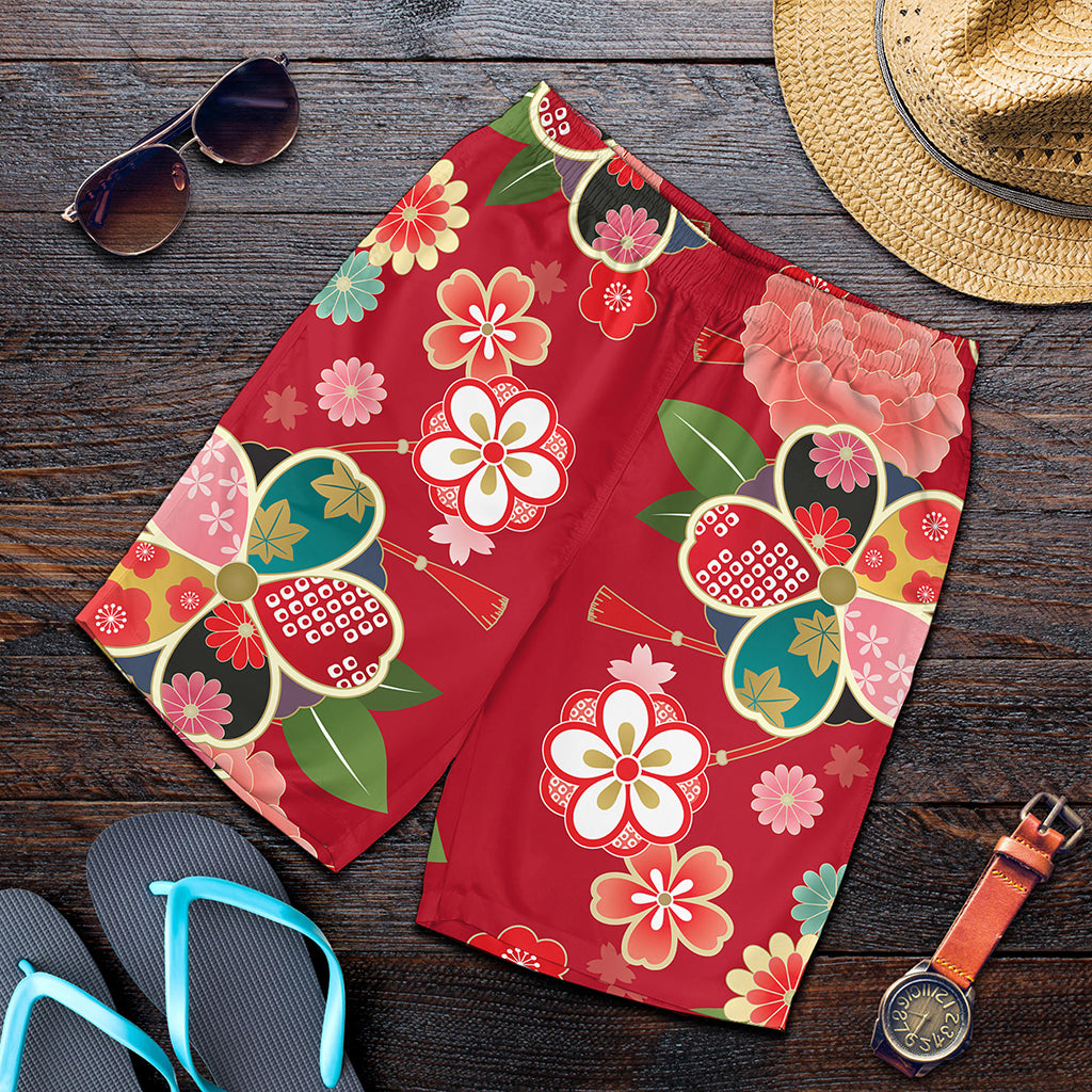 Japanese Kimono Pattern Print Men's Shorts