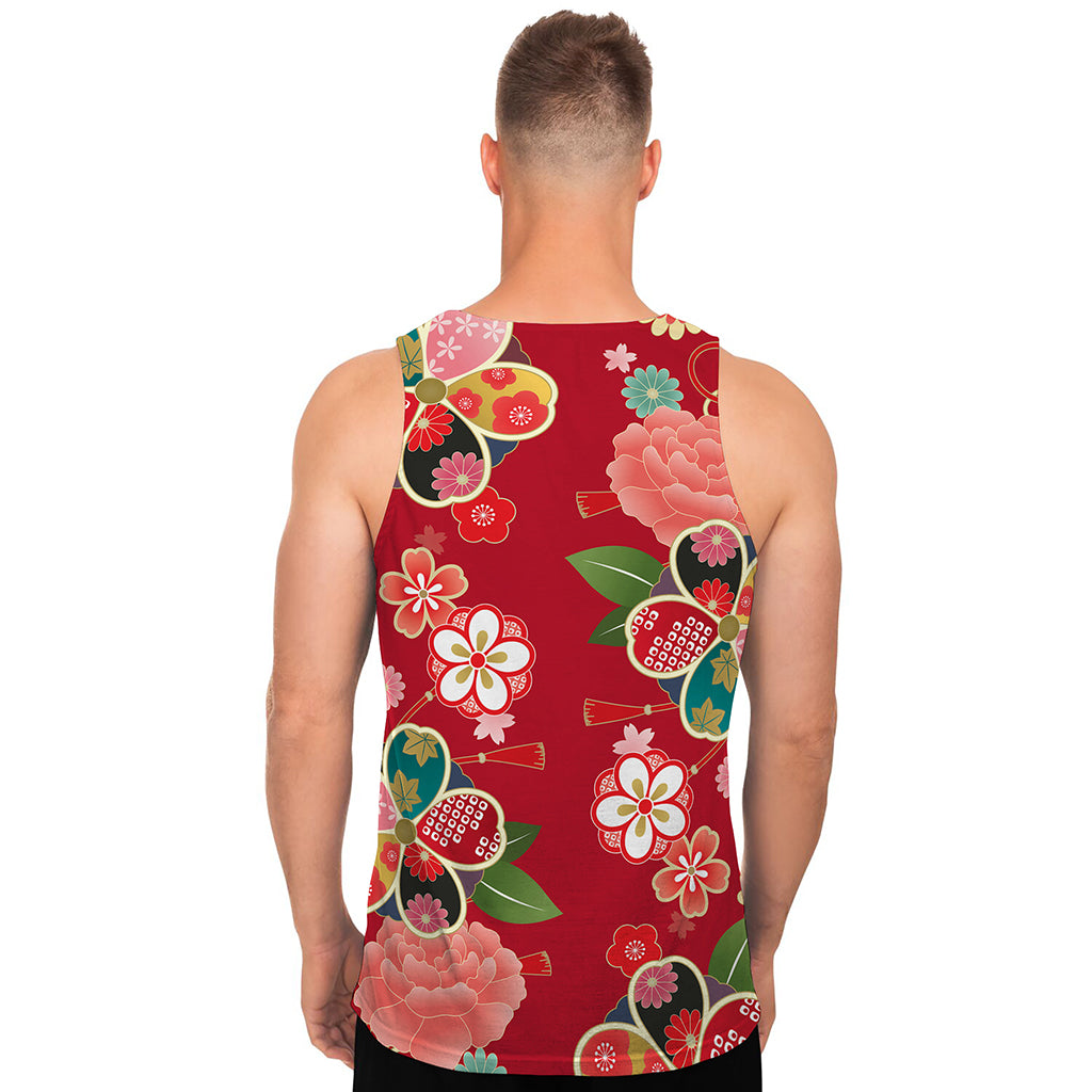 Japanese Kimono Pattern Print Men's Tank Top
