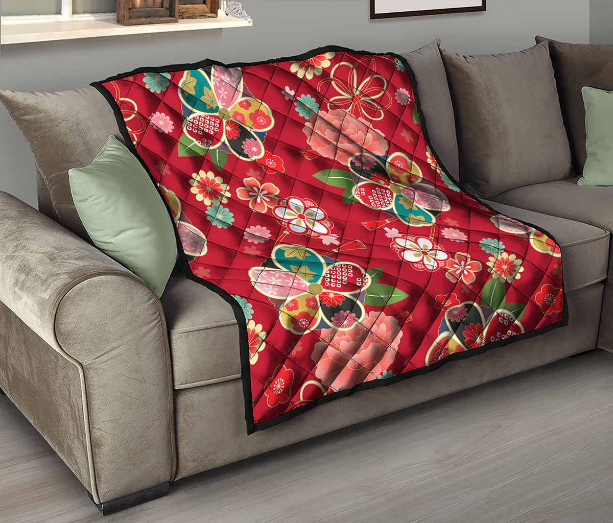 Japanese Kimono Pattern Print Quilt