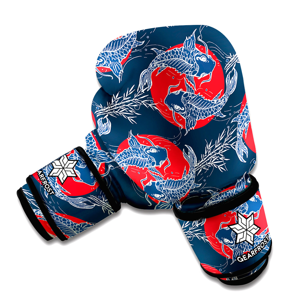 Tattoo Japanese Koi And Flower Print Boxing Gloves