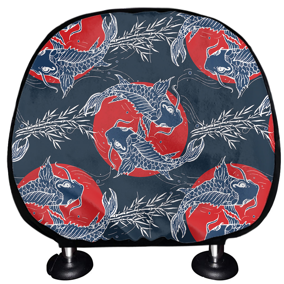 Japanese Koi Carp Fish Pattern Print Car Headrest Covers