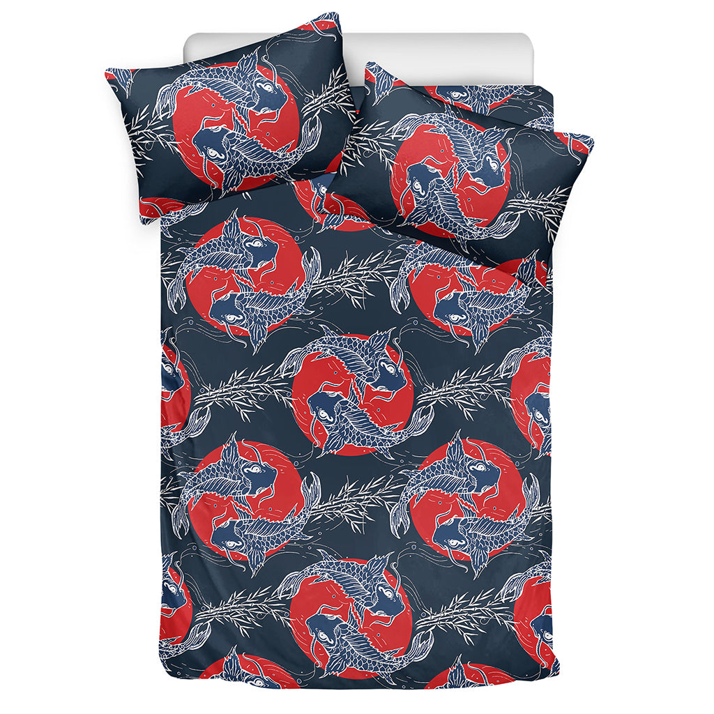 Japanese Koi Carp Fish Pattern Print Duvet Cover Bedding Set