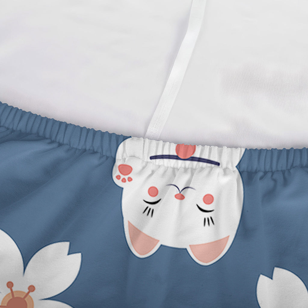 Japanese Lucky Cat And Sakura Print Sofa Cover