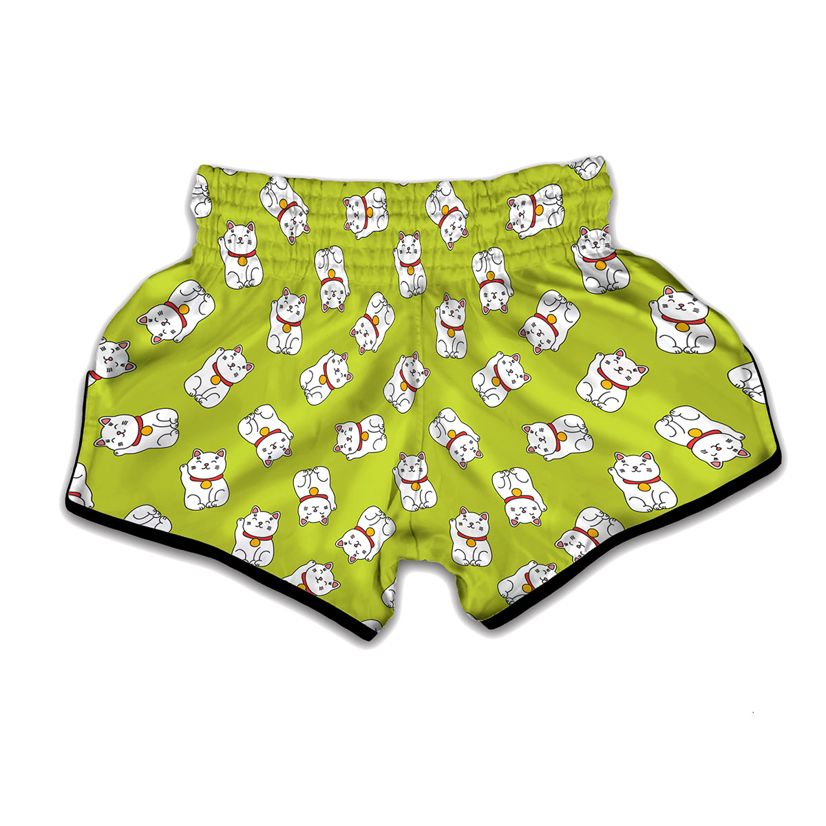 Japanese Lucky Cat Cartoon Print Muay Thai Boxing Shorts