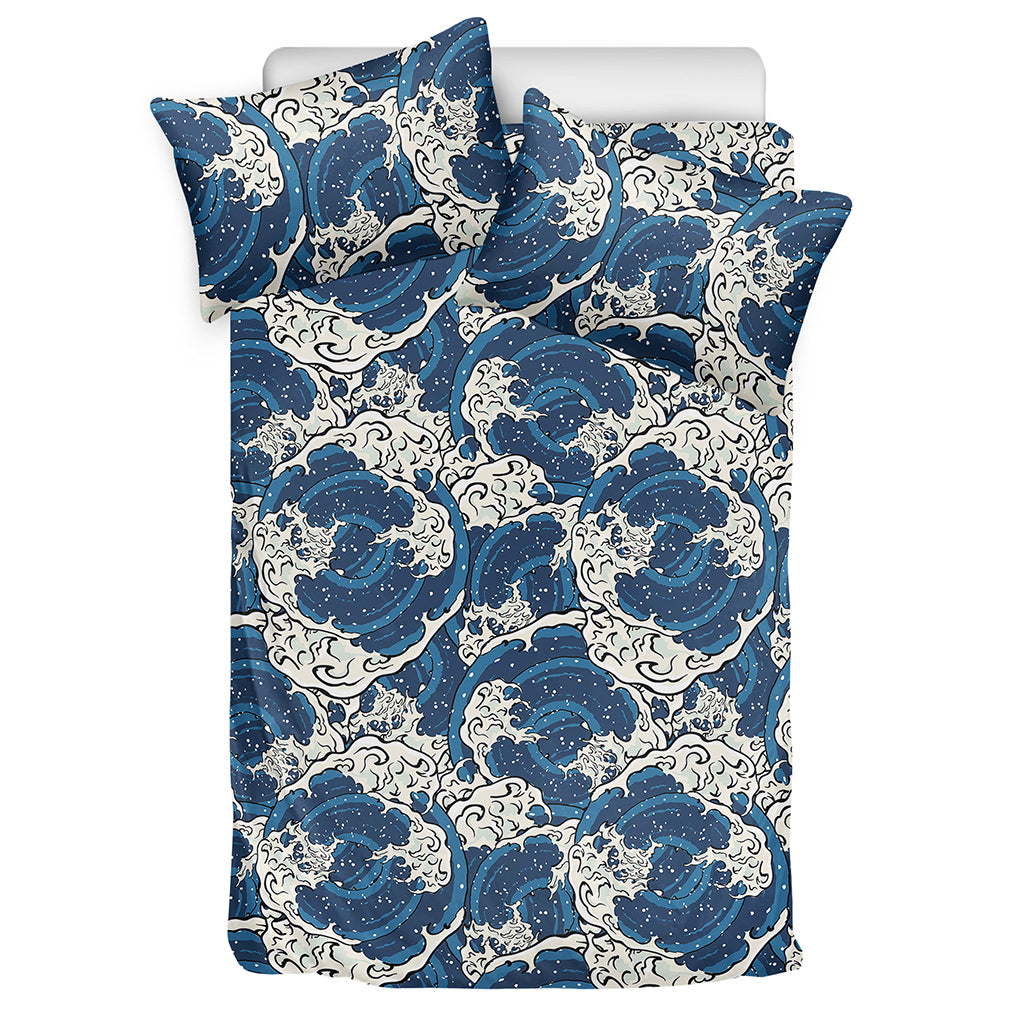 Japanese Ocean Wave Pattern Print Duvet Cover Bedding Set