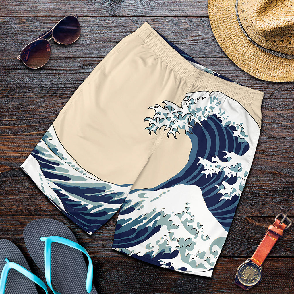 Japanese Ocean Wave Print Men's Shorts