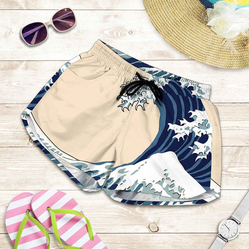 Japanese Ocean Wave Print Women's Shorts