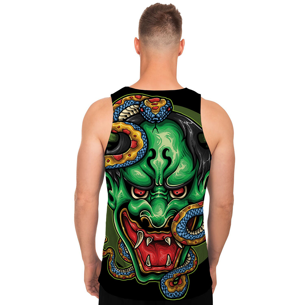 Japanese Oni Demon With Snake Print Men's Tank Top