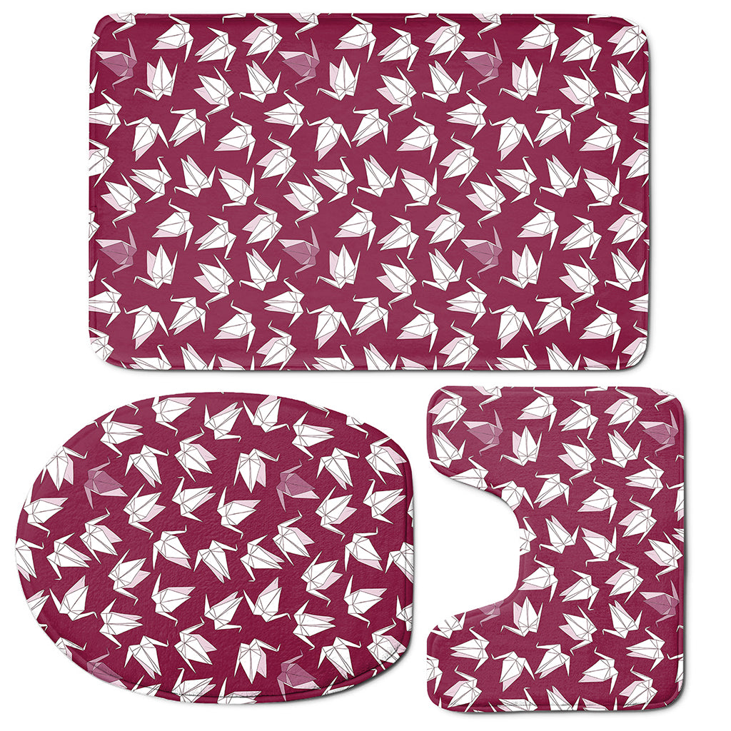 Japanese Origami Crane Pattern Print 3 Piece Bath Mat Set
