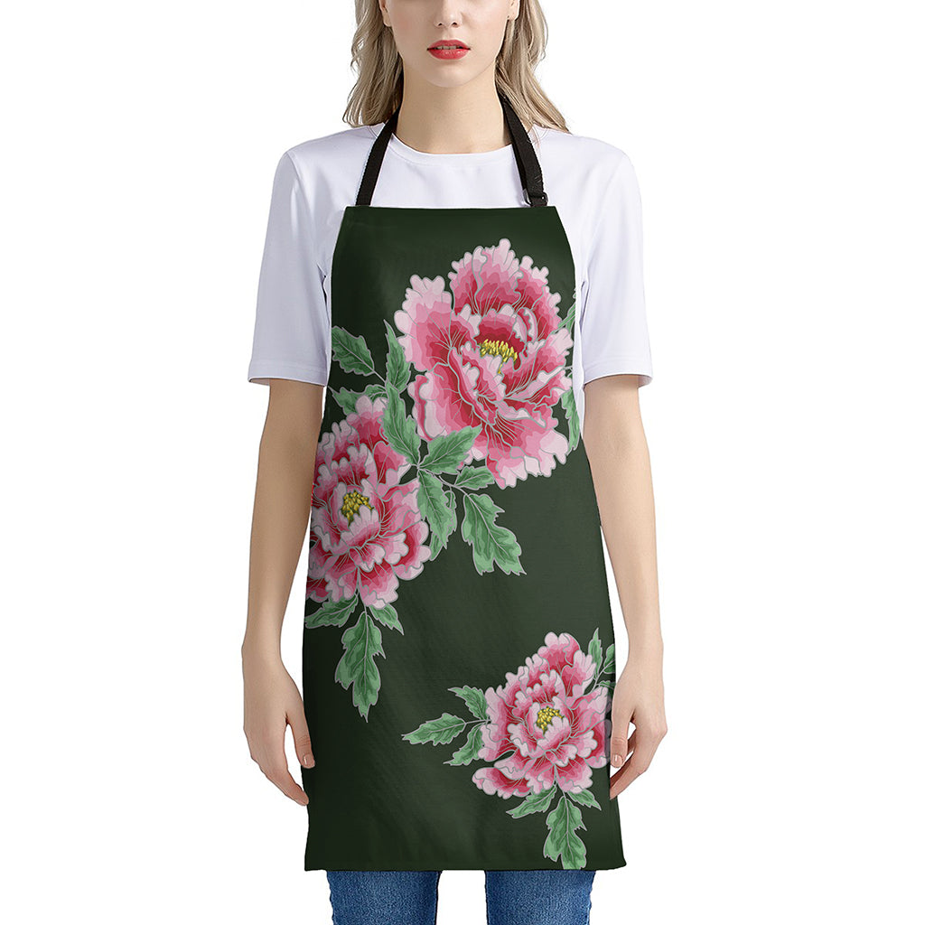 Japanese Peony Print Apron