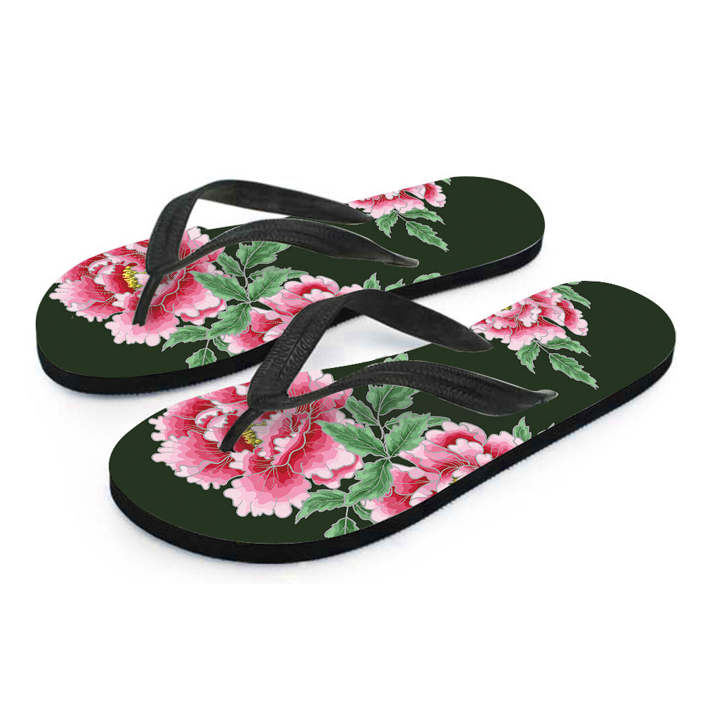Japanese Peony Print Flip Flops