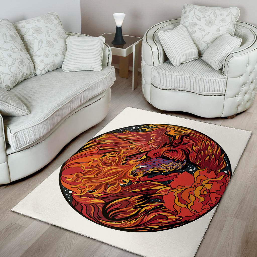 Japanese Phoenix Print Area Rug