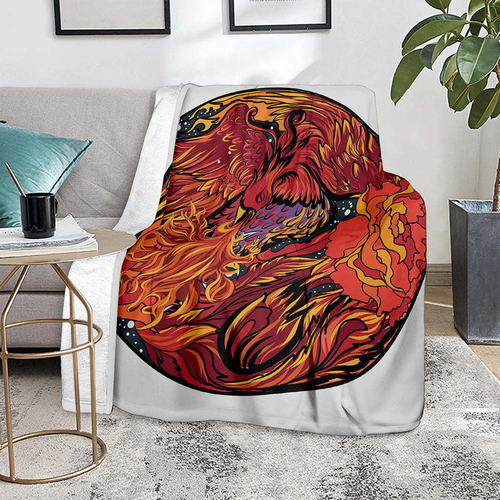 Japanese Phoenix Print Blanket