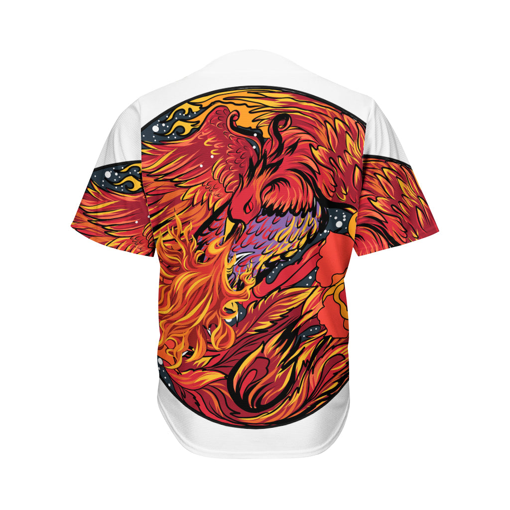 Japanese Phoenix Print Men's Baseball Jersey