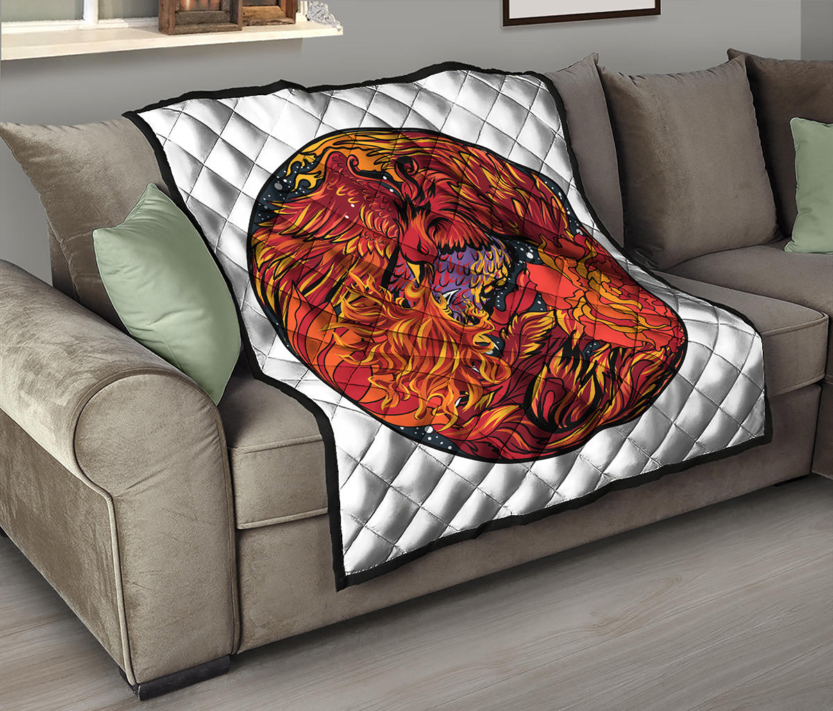Japanese Phoenix Print Quilt