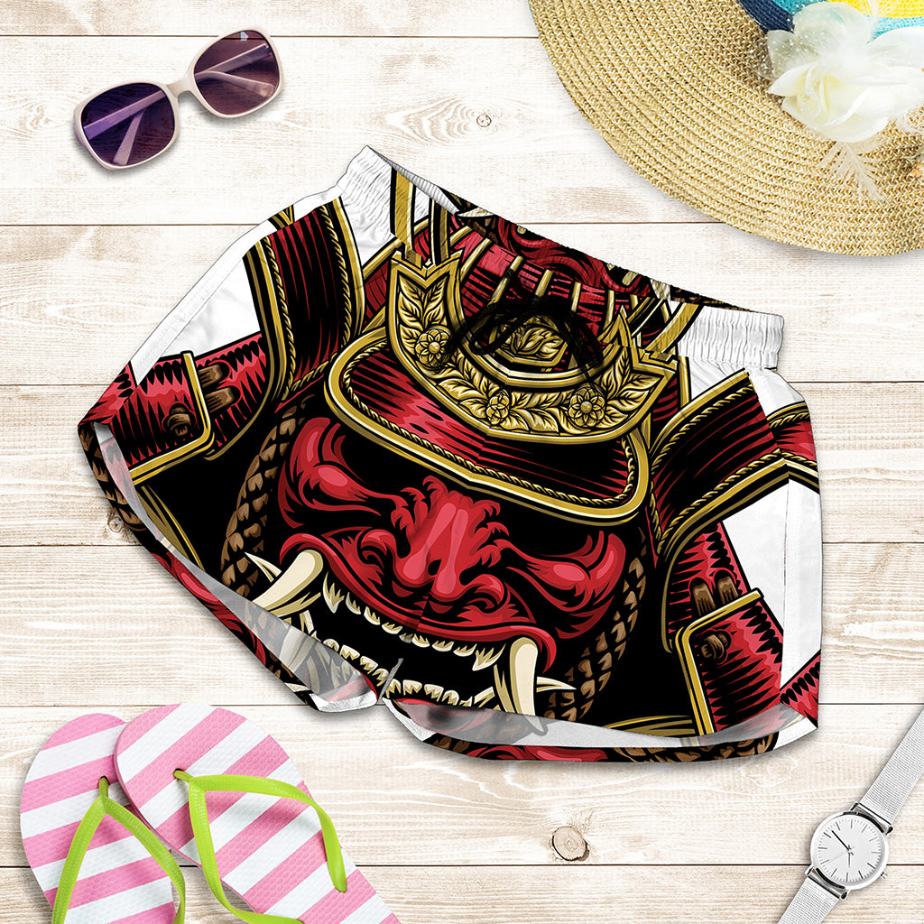 Japanese Samurai Helmet Print Women's Shorts