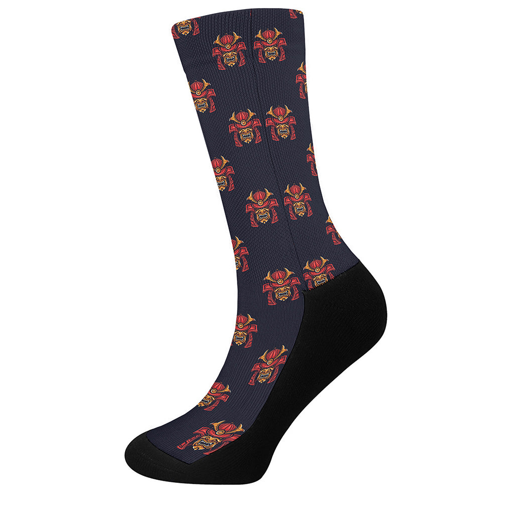 Japanese Samurai Pattern Print Crew Socks