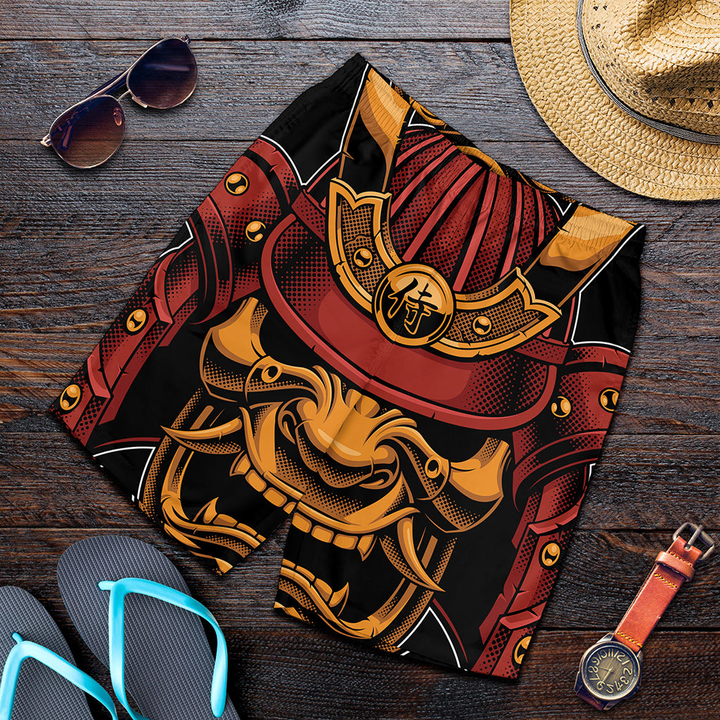 Japanese Samurai Warrior Mask Print Men's Shorts
