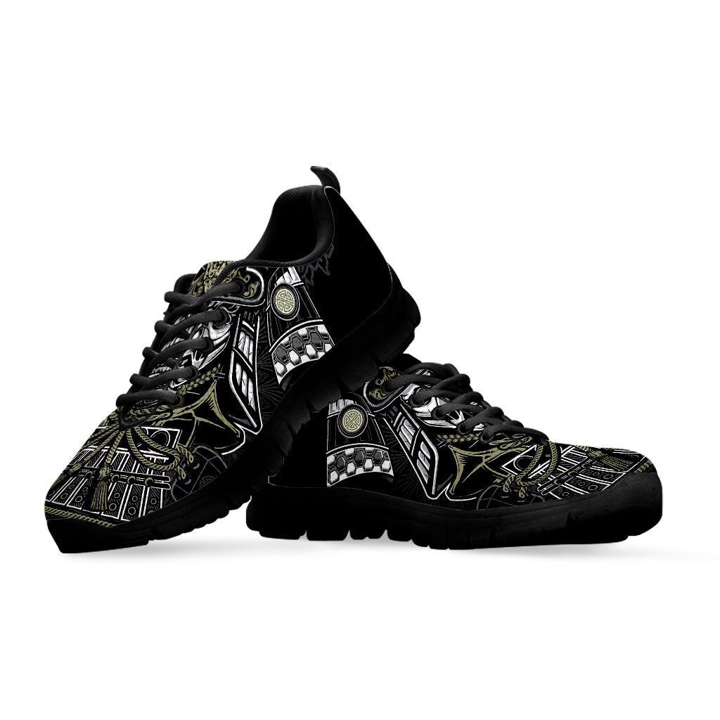Japanese Samurai Warrior Print Black Sneakers
