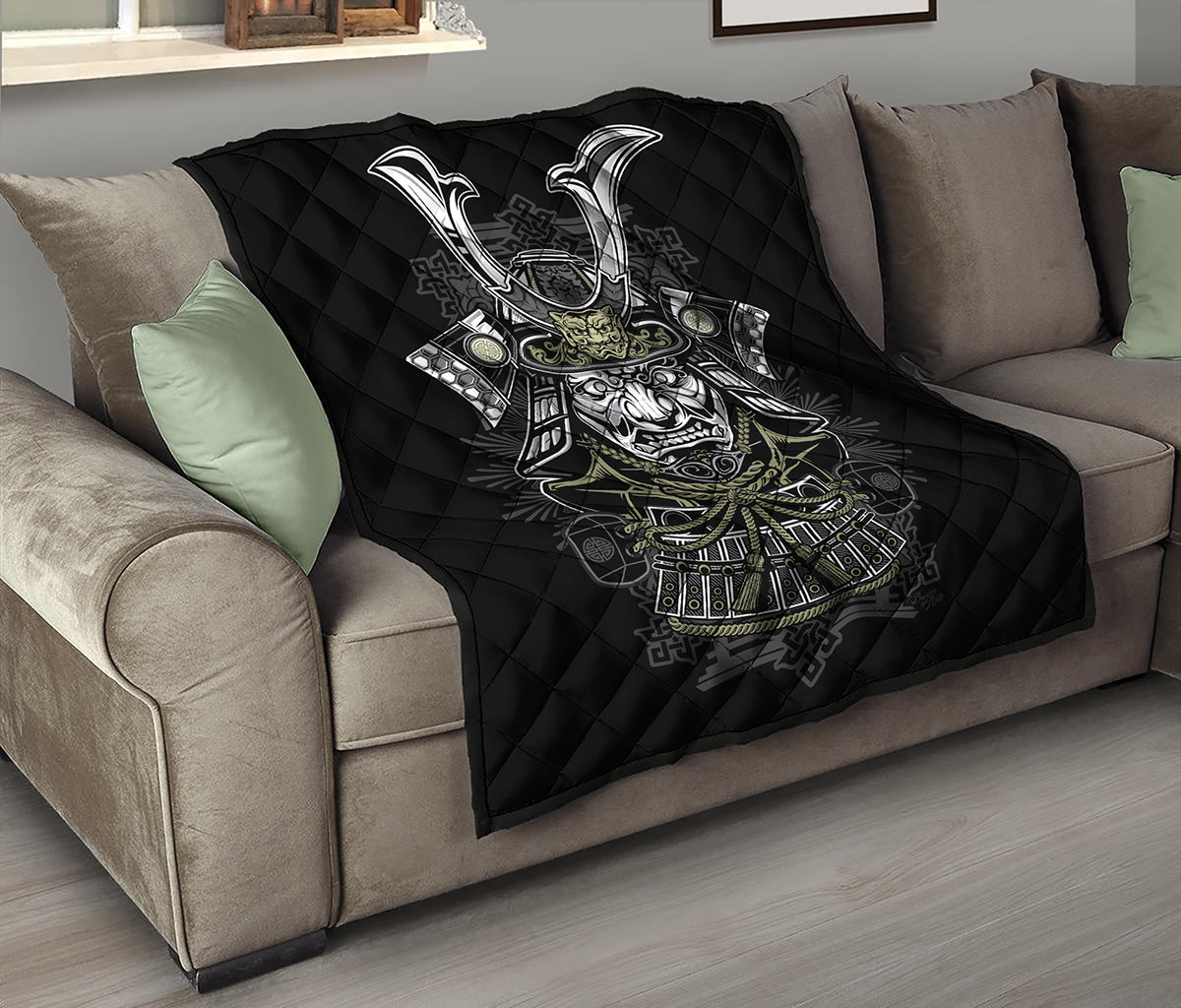 Japanese Samurai Warrior Print Quilt