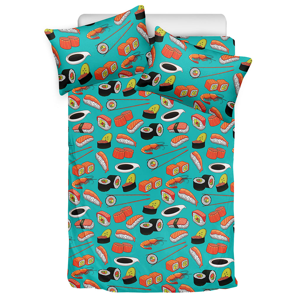 Japanese Sushi And Rolls Pattern Print Duvet Cover Bedding Set